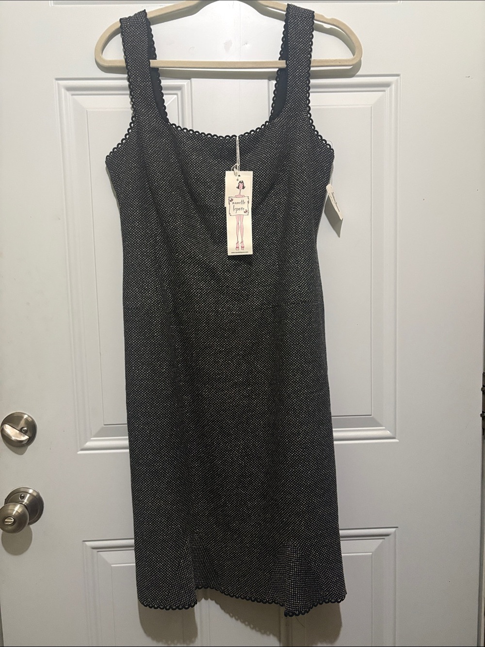 Nanette Lepore Black and White Textured Gilmore Girl style Midi Dress NWT